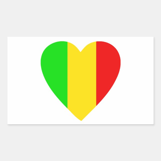 Pegatina Rectangular Corazón de Rasta Colorado (Anverso)