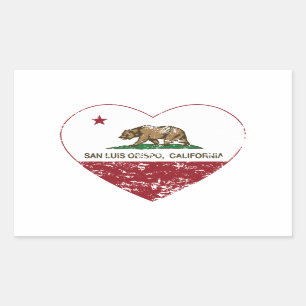 Pegatina Rectangular corazón de San Luis Obispo de la bandera de