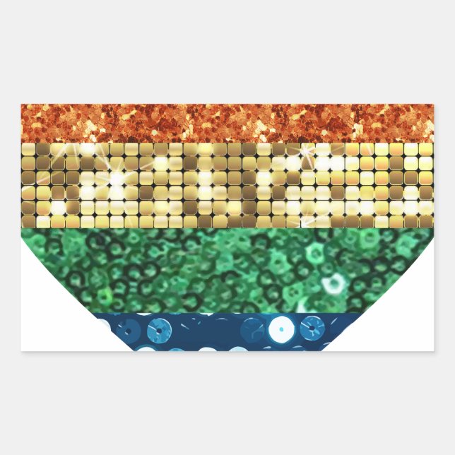Pegatina Rectangular corazón del arco iris de lgbt (Anverso)