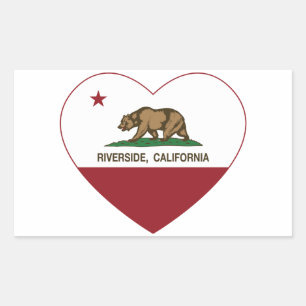 Pegatina Rectangular corazón del río de la bandera de california