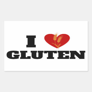 Pegatina Rectangular CORAZÓN GLUTEN - Amo Gluten -