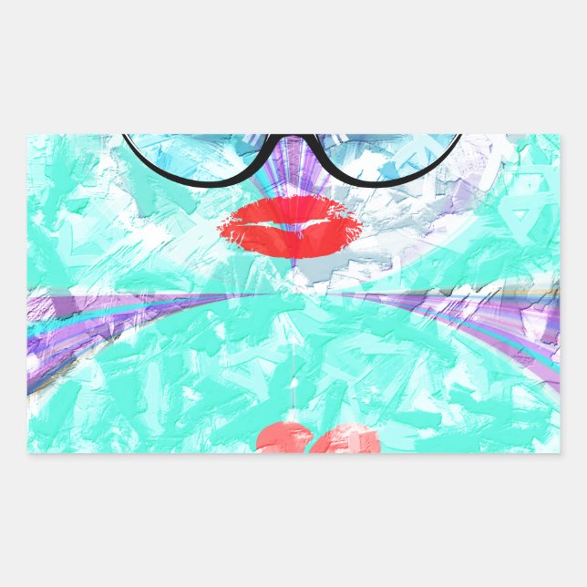 Pegatina Rectangular Corazón perfecto (Anverso)