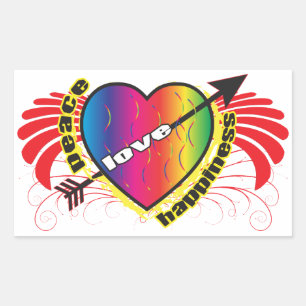 Pegatina Rectangular Corazón por la paz