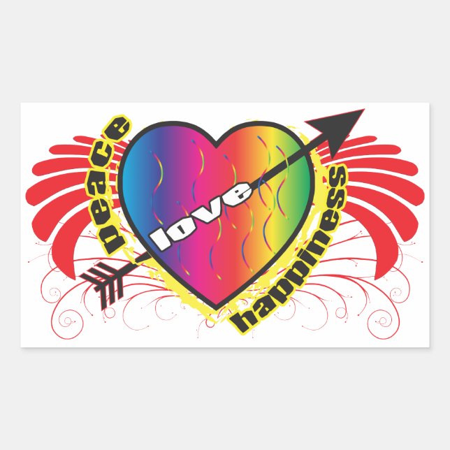 Pegatina Rectangular Corazón por la paz (Anverso)