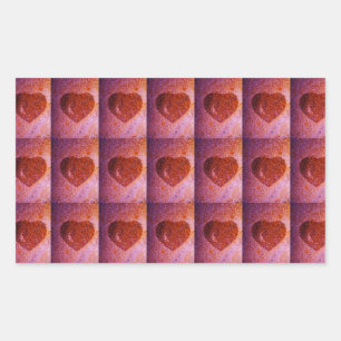 Pegatina Rectangular corazón rosa coral
