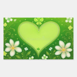 Pegatina Rectangular Corazón verde