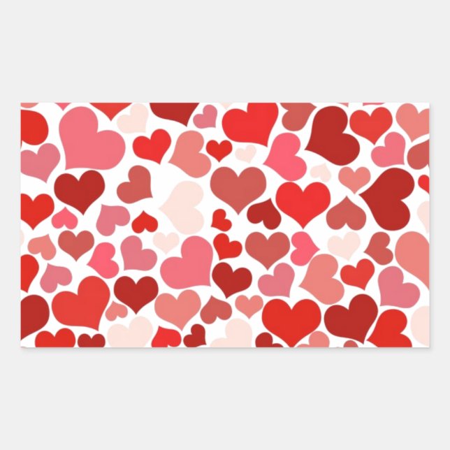 Pegatina Rectangular Corazones (Anverso)