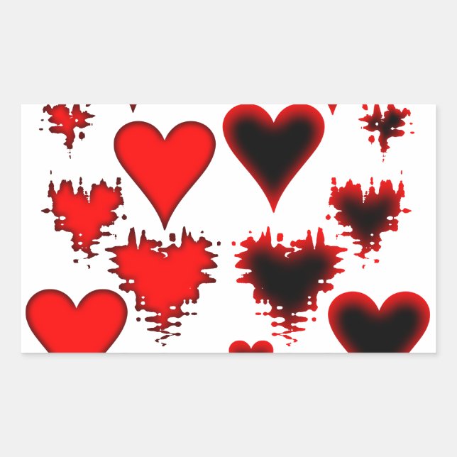 Pegatina Rectangular Corazones (Anverso)