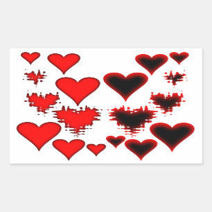 Pegatina Rectangular Corazones