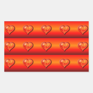 Pegatina Rectangular Corazones con cinta adhesiva en llamas