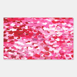 Pegatina Rectangular Corazones confetti rosadas