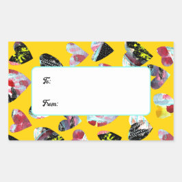 Pegatina Rectangular Corazones de Collage personalizados