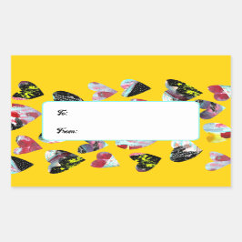 Pegatina Rectangular Corazones de Collage personalizados