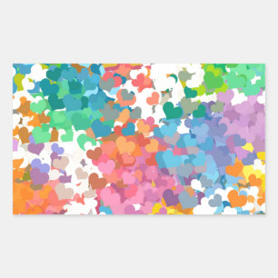 Pegatina Rectangular Corazones de Confeti Pastel