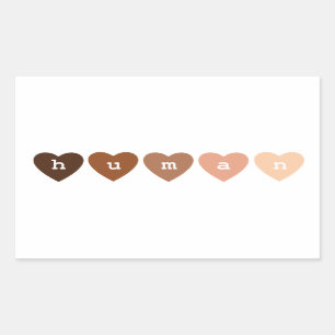 Pegatina Rectangular Corazones humanos anti-racismo