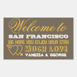 Pegatina Rectangular Corazones indio tipo marrón fuera de la ciudad bol