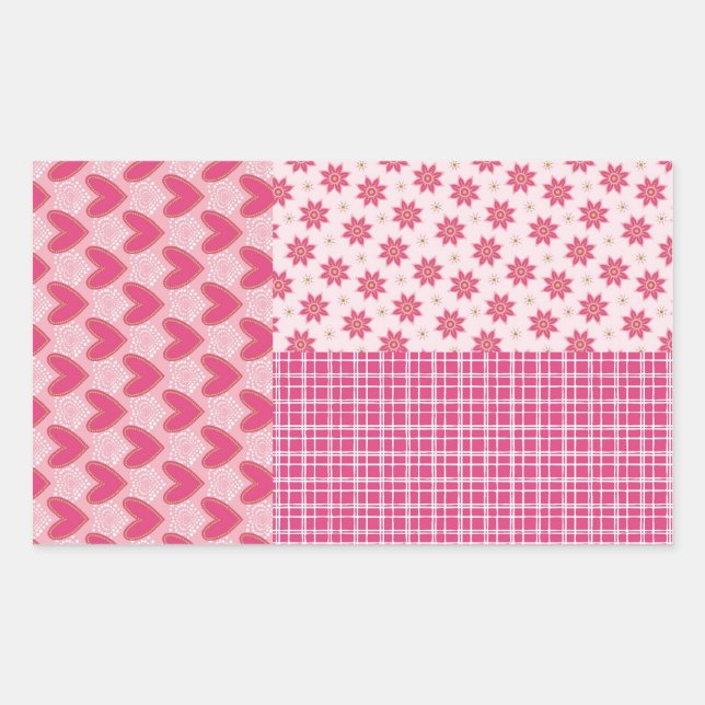 Pegatina Rectangular Corazones para siempre (Anverso)