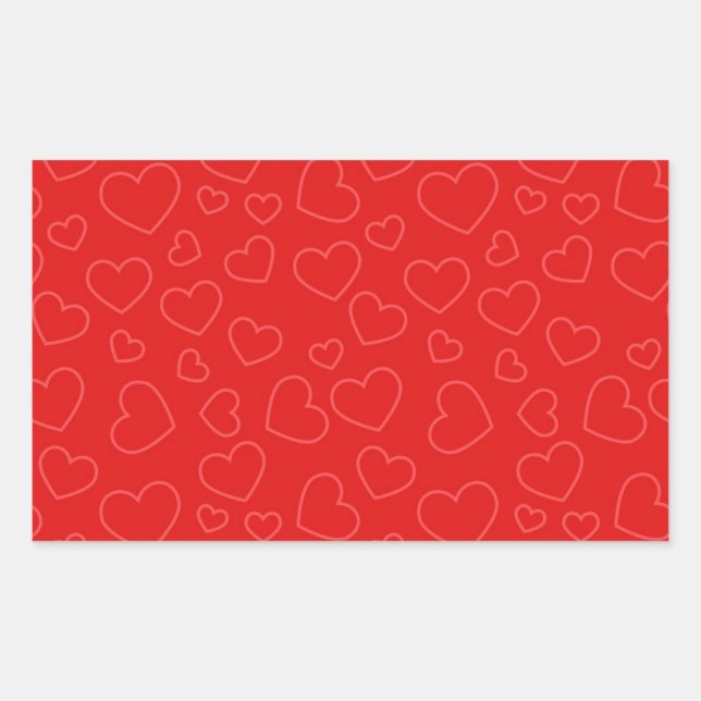 Pegatina Rectangular Corazones rojos (Anverso)