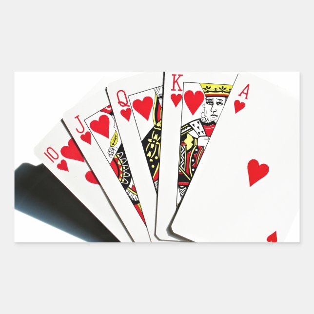 Pegatina Rectangular Corazones Royal Flush (Anverso)