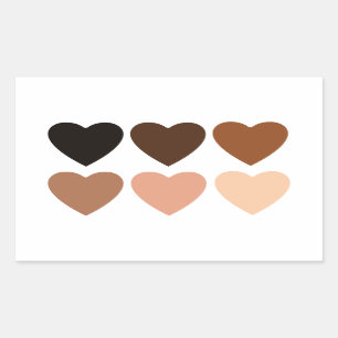 Pegatina Rectangular Corazones Skintone anti-racismo