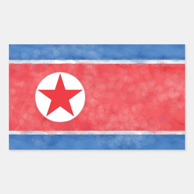 Pegatina Rectangular Corea del Norte (Anverso)