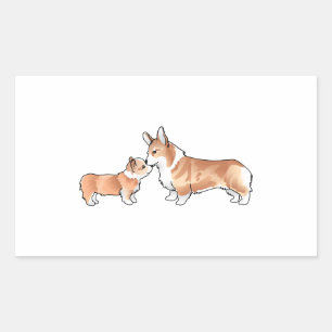 PEGATINA RECTANGULAR CORGI ADULT Y PUP