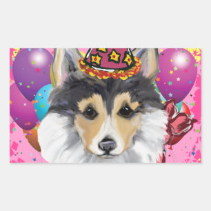 PEGATINA RECTANGULAR CORGI GALÉS