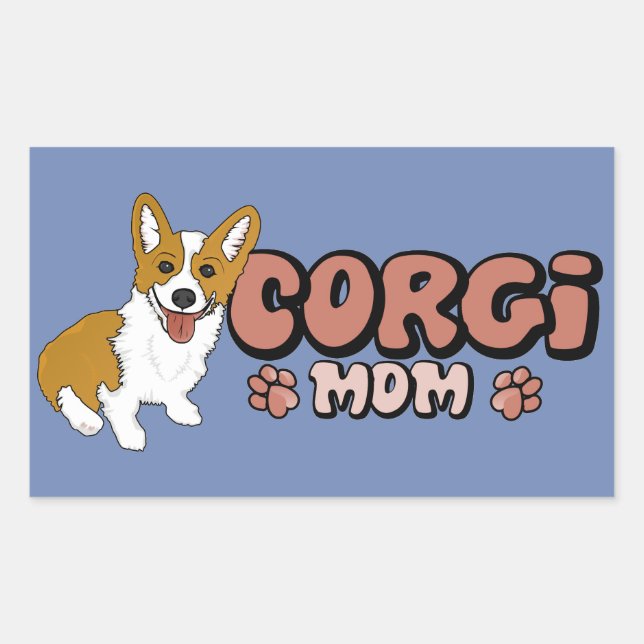 Pegatina Rectangular Corgi Mom (Anverso)