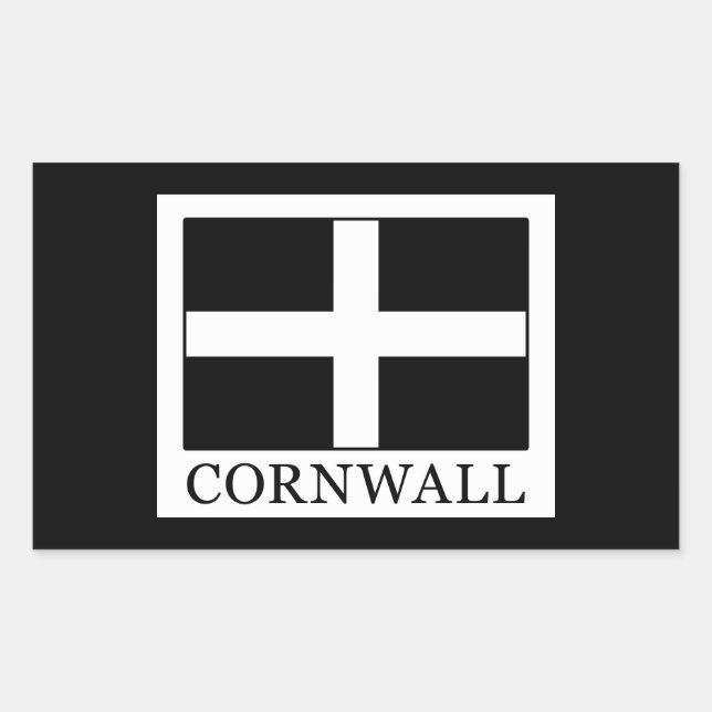 Pegatina Rectangular Cornwall (Anverso)