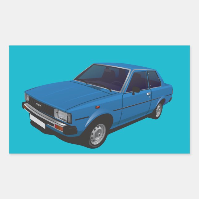 Pegatina Rectangular Corolla DX KE70 de 2 puertas Azul (Anverso)