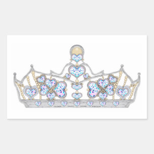 Pegatina Rectangular corona de plata de diamantes de corazón moda brill