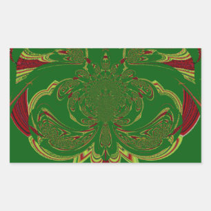 Pegatina Rectangular Corona verde