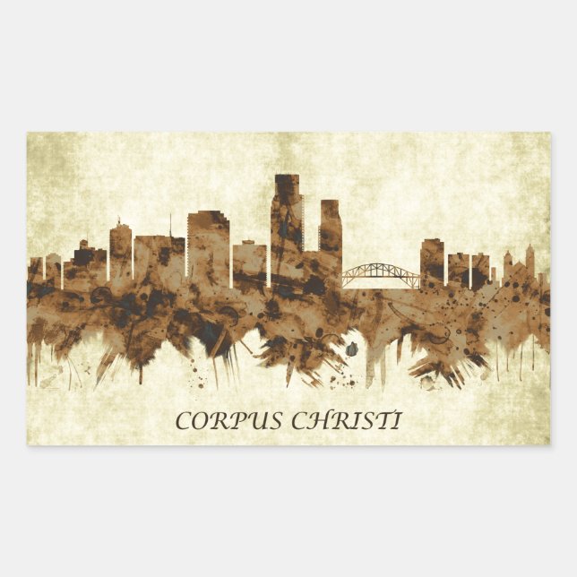 Pegatina Rectangular Corpus Christi Texas City (Anverso)