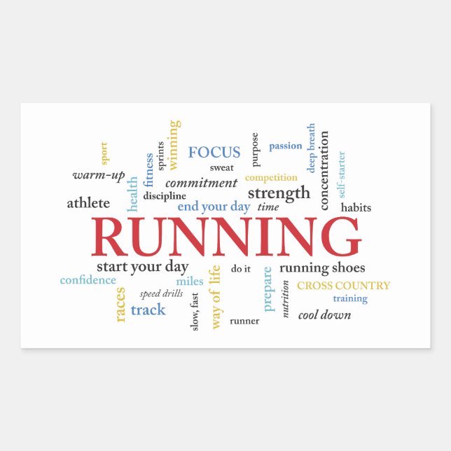 Pegatina Rectangular Corredor con palabras personalizadas (Anverso)