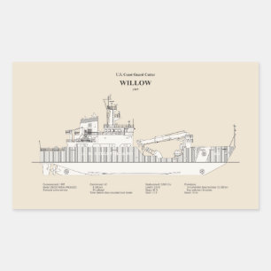 Pegatina Rectangular cortador USCG Willow wlb-202 - SBD