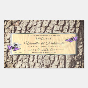 Pegatina Rectangular Corteza de árbol natural con etiquetas de producto