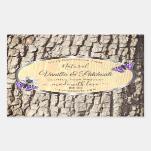 Pegatina Rectangular Corteza de árbol natural con etiquetas de producto