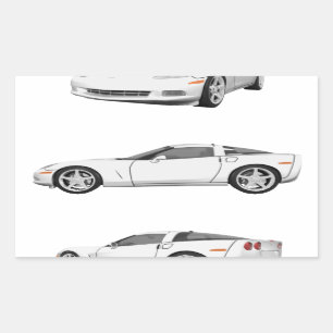 Pegatina Rectangular Corvette blanco: