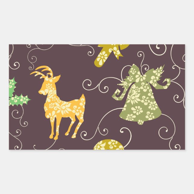 Pegatina Rectangular cosas de vacaciones (Anverso)