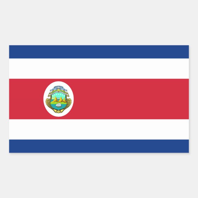 Pegatina Rectangular Costa Rica - Bandera Nacional de Costa Rica (Anverso)