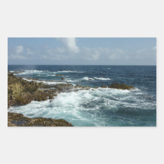 Pegatina Rectangular Costa Rocosa y Océano Azul de Aruba