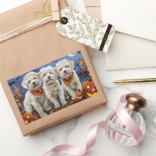 Pegatina Rectangular Coton De Tulear Halloween Spooky