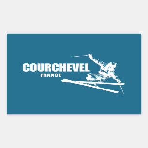 Pegatina Rectangular Courchevel France Skier