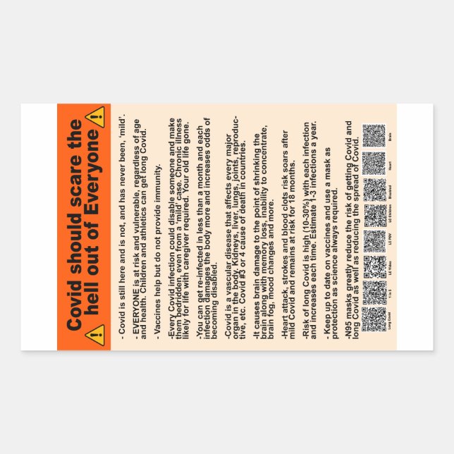 Pegatina Rectangular Covid debería asustar a los pegatinas del infierno (Anverso)