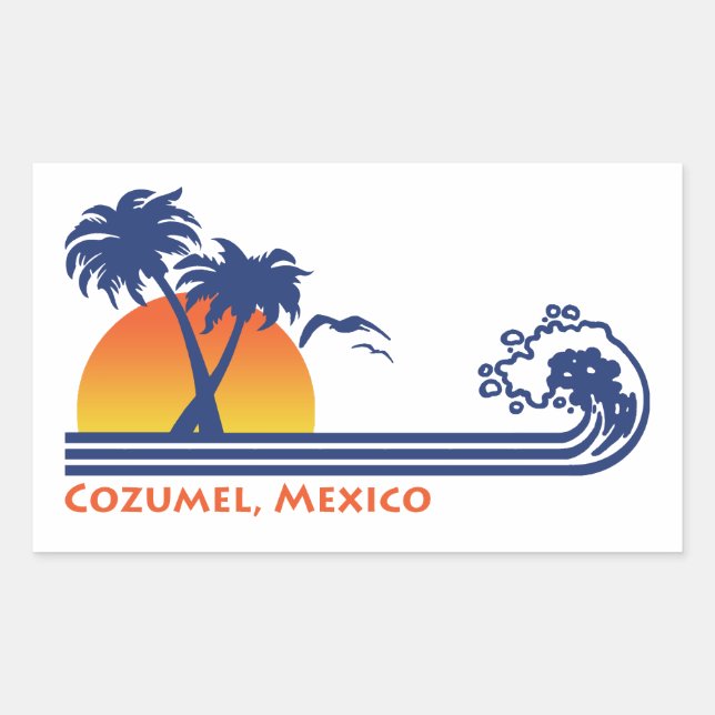 Pegatina Rectangular Cozumel México (Anverso)