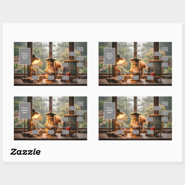 Pegatina Rectangular Cozy Rainy Day Squirrel Teacher Appreciation (Hoja)