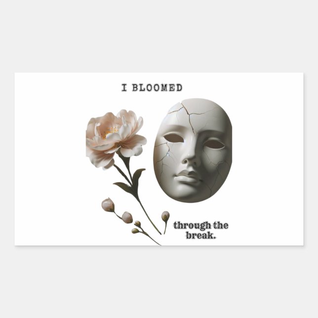 Pegatina Rectangular Cracked and Bloomed – A symbolic and emotional wor (Anverso)