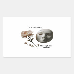 Pegatina Rectangular Cracked and Bloomed – A symbolic and emotional wor