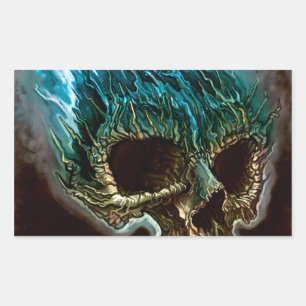 Pegatina Rectangular Cráneo de floración