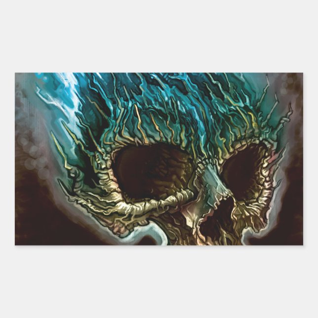 Pegatina Rectangular Cráneo de floración (Anverso)